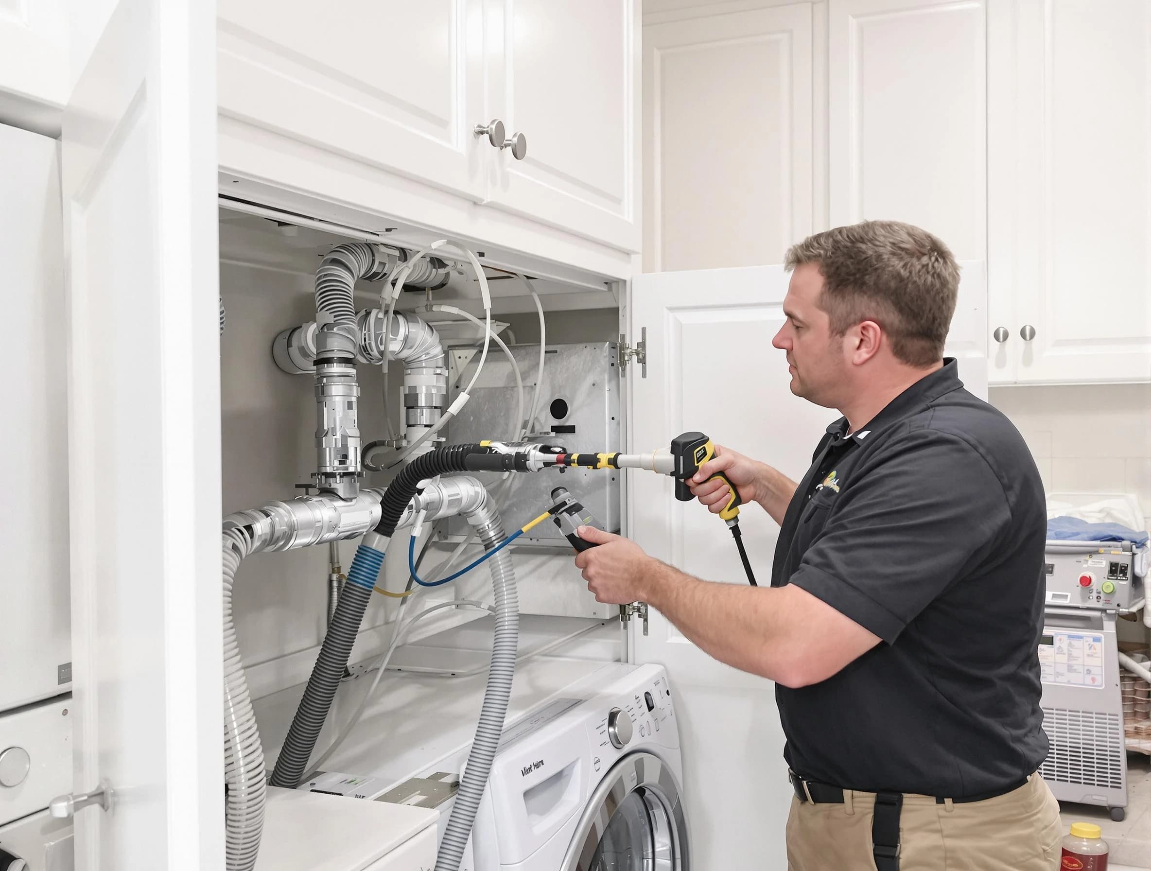 Blanchard Dryer Vent Cleaning professional removing severe blockage from a clogged dryer vent in Blanchard