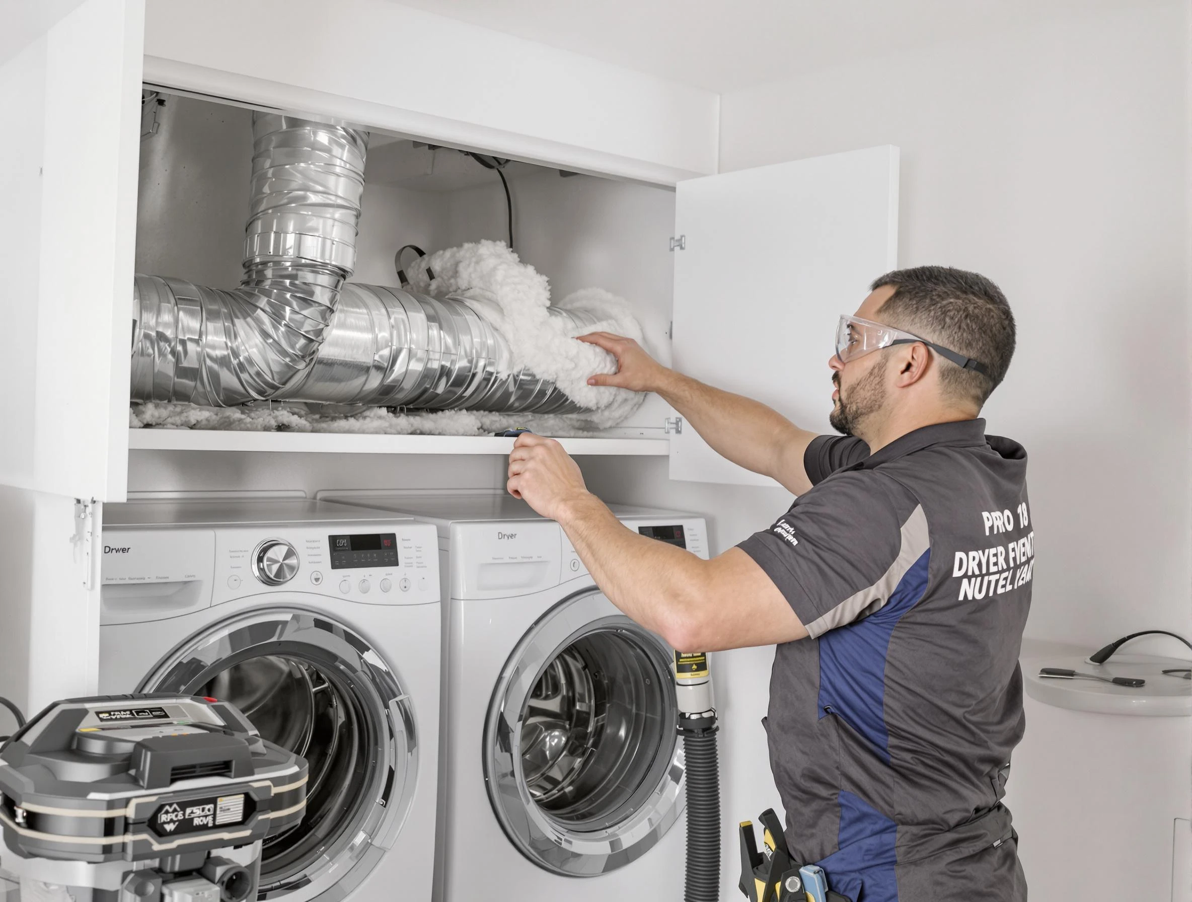 Blanchard Dryer Vent Cleaning certified technician performing specialized gas dryer vent cleaning in Blanchard