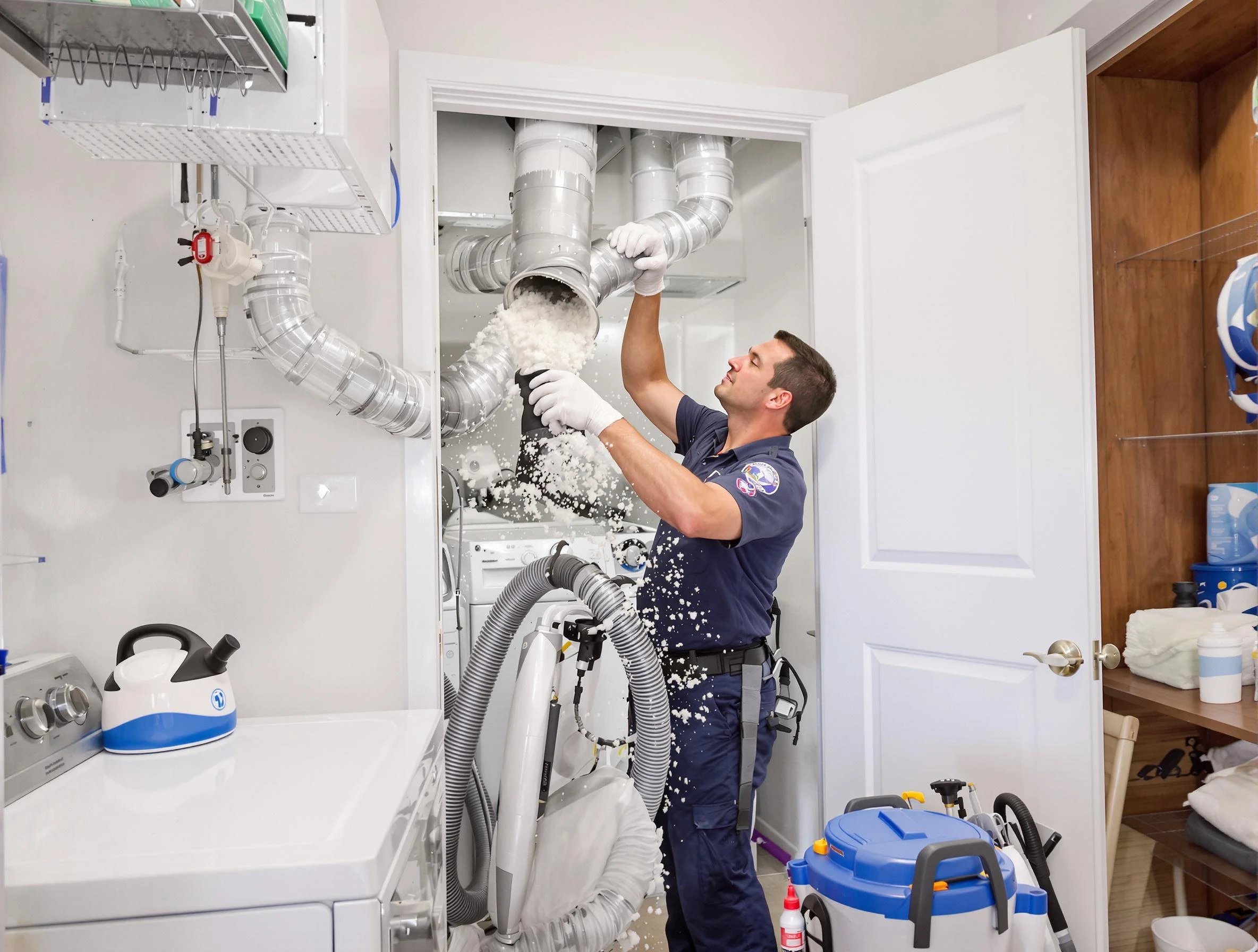 Blanchard Dryer Vent Cleaning technician delivering thorough residential dryer vent cleaning service in Blanchard
